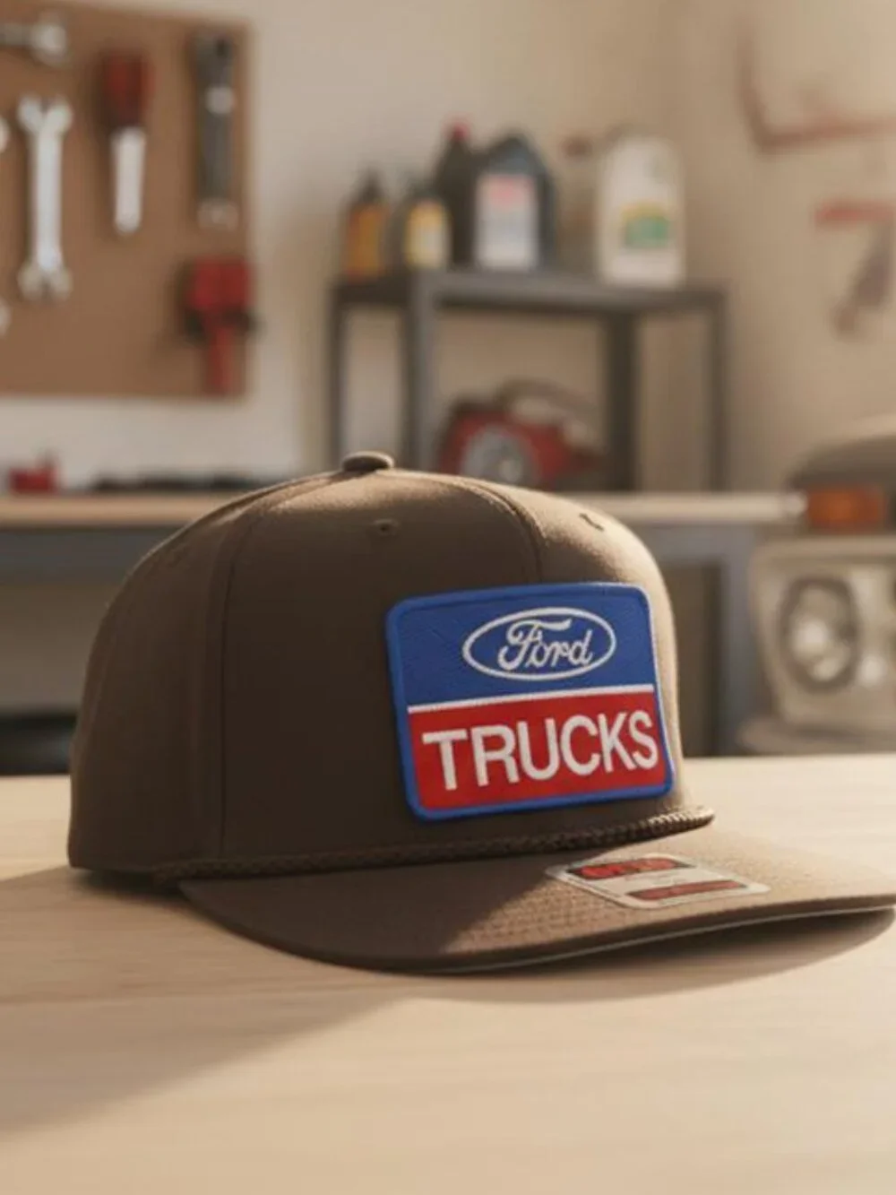 Retro Ford Trucks Embroidered Patch Hat Otto Brown Rope Snapback Flat Bill 80s